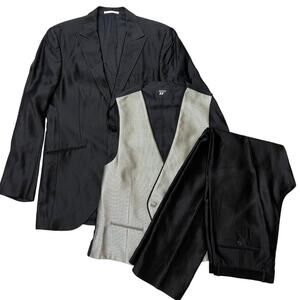 Protocolo Men's 3-Piece Tuxedo Black Suit (Sz: ~40 read notes)